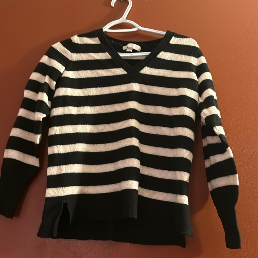 Banana Republic Sweater, Black-and-White, Extra-Fine Merino